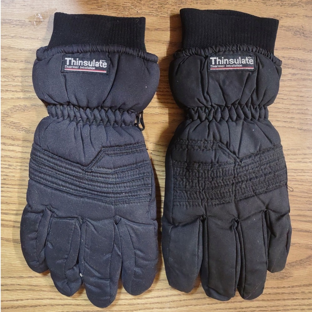 Thinsulate Thermal Insulation Winter Gloves Mens Black M/L Ski Snow RN 57874